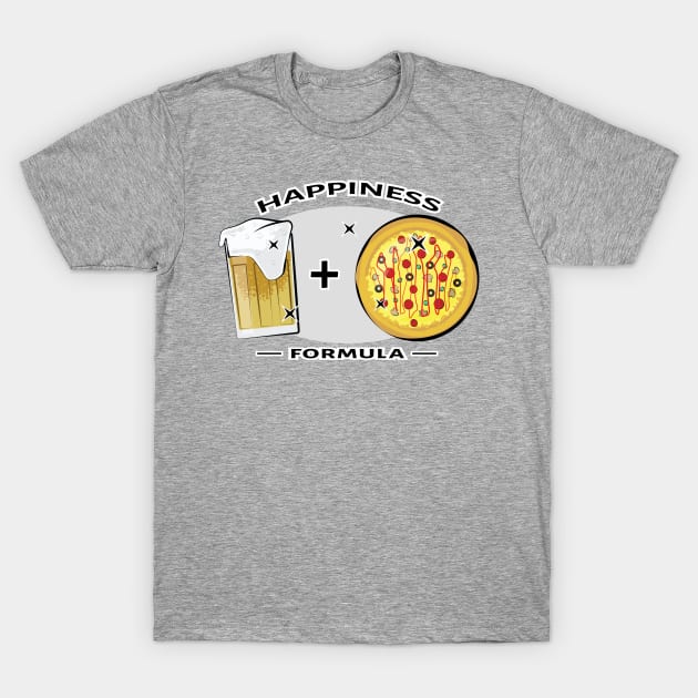 Happiness Formula - Pizza & Beer - Funny T-Shirt by DesignWood Atelier